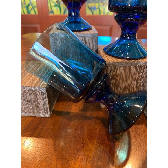 Vintage Richmond Blue Colony Stemmed Cocktail Glasses. - Picture 5 of 7